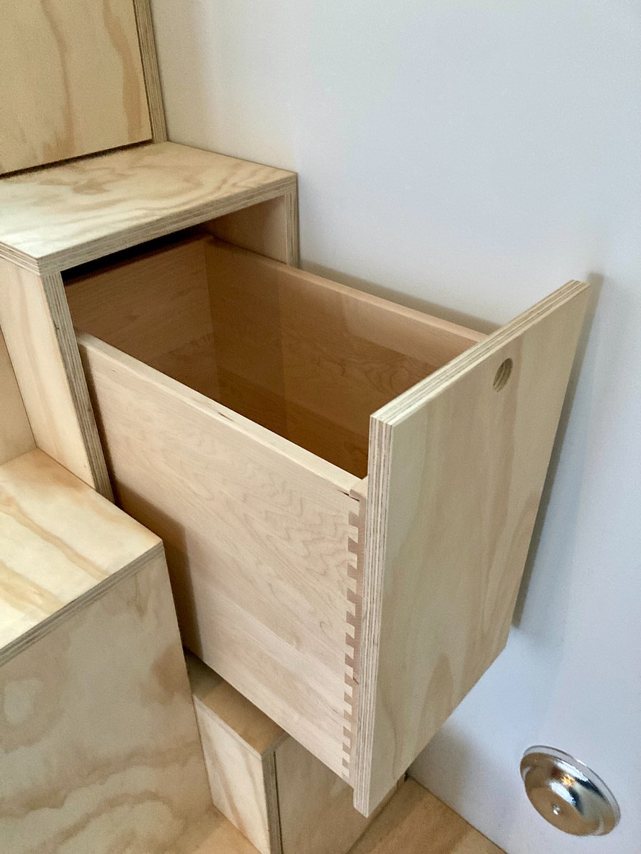 Storage inside 'Tansu' stair/cabinet.