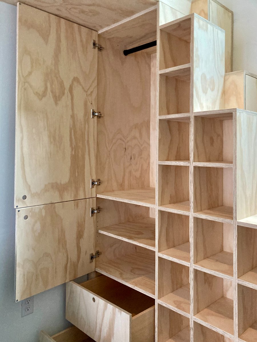 Storage inside 'Tansu' stair/cabinet.