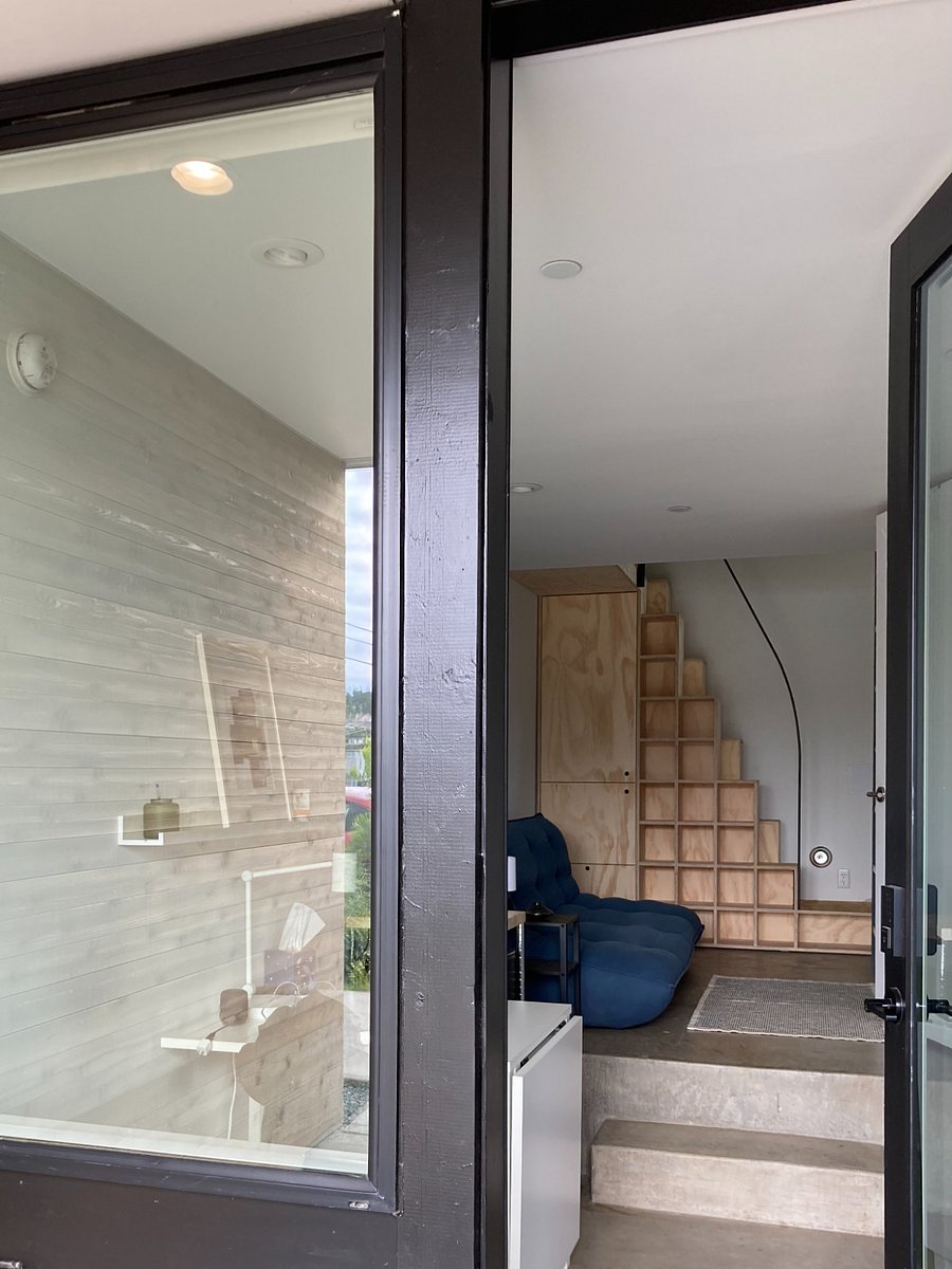View into unit from covered entry patio.