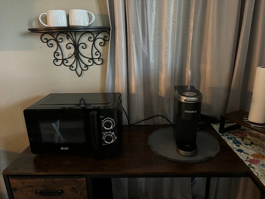 Microwave and coffee