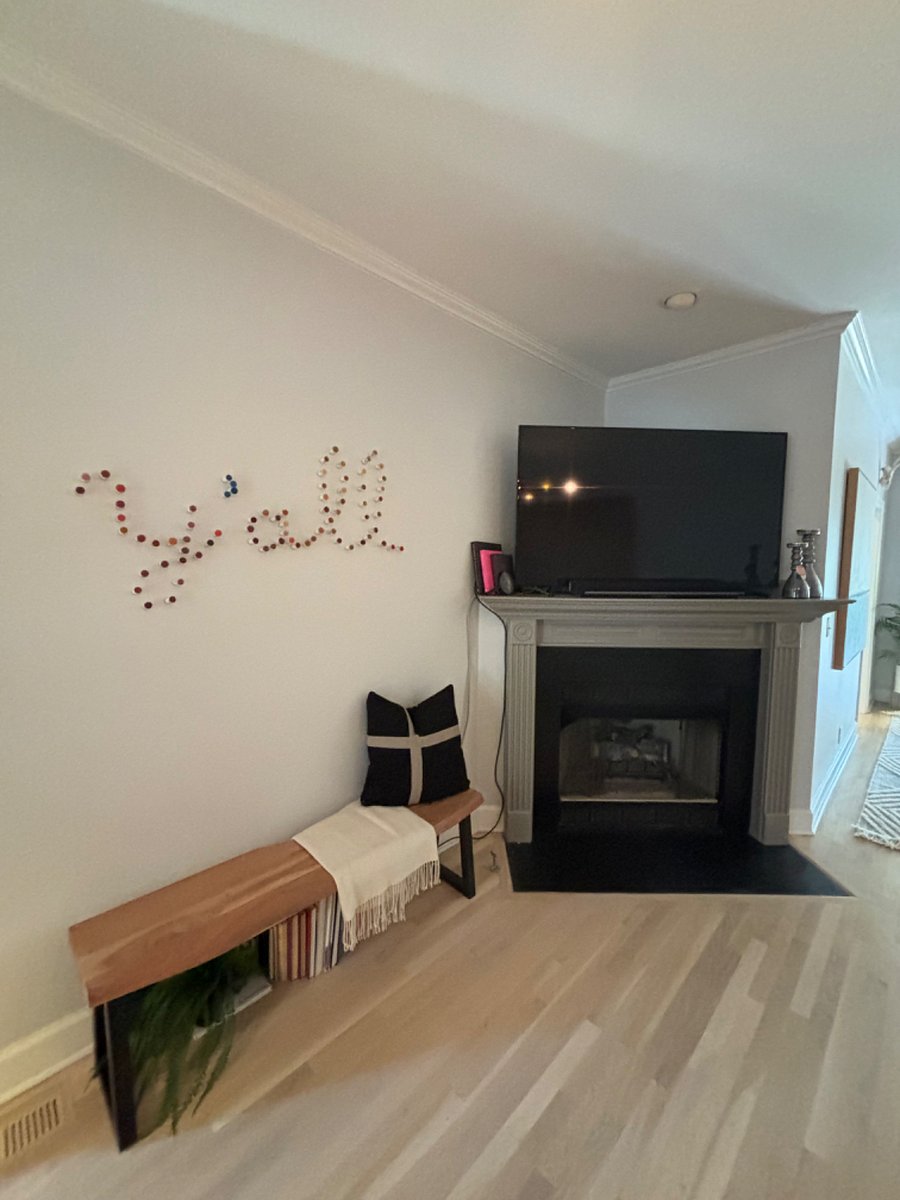 Fireplace and TV in living room.