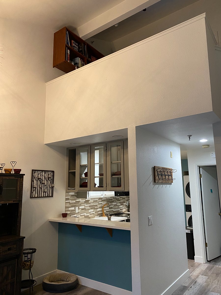 View of Kitchen & Loft from Family room area