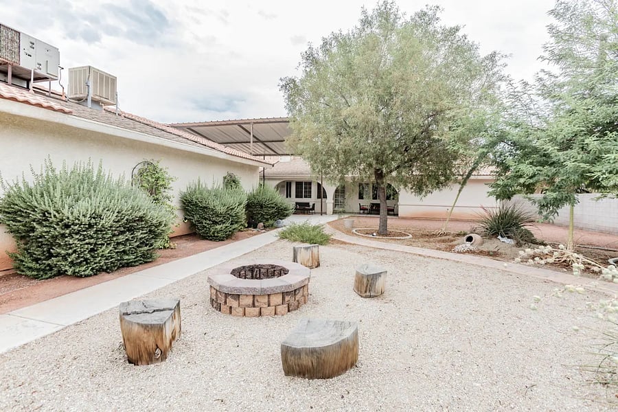 Fire pit in back yard