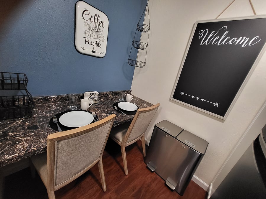 Basement Kitchenette with eating area.