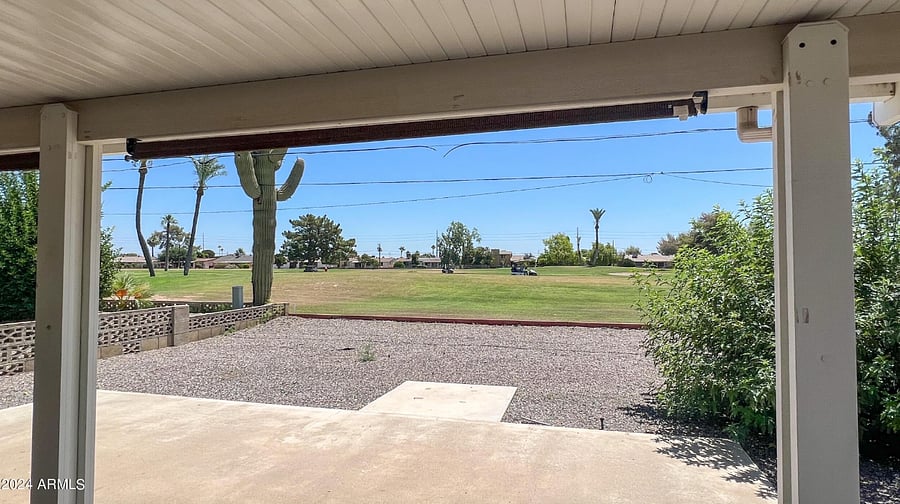 View facing East from the back porch looking onto the golf course
