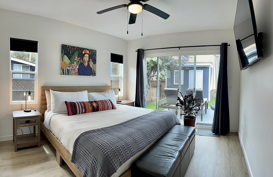 Master bedroom. King size bed.
