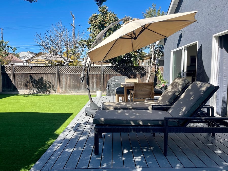 Backyard relaxation. Lounge chairs.