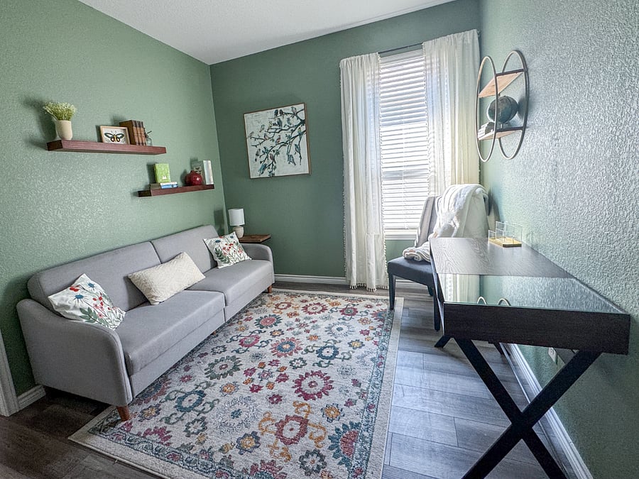 Flex space with work desk as well as fold out futon. A favorite space in this home.