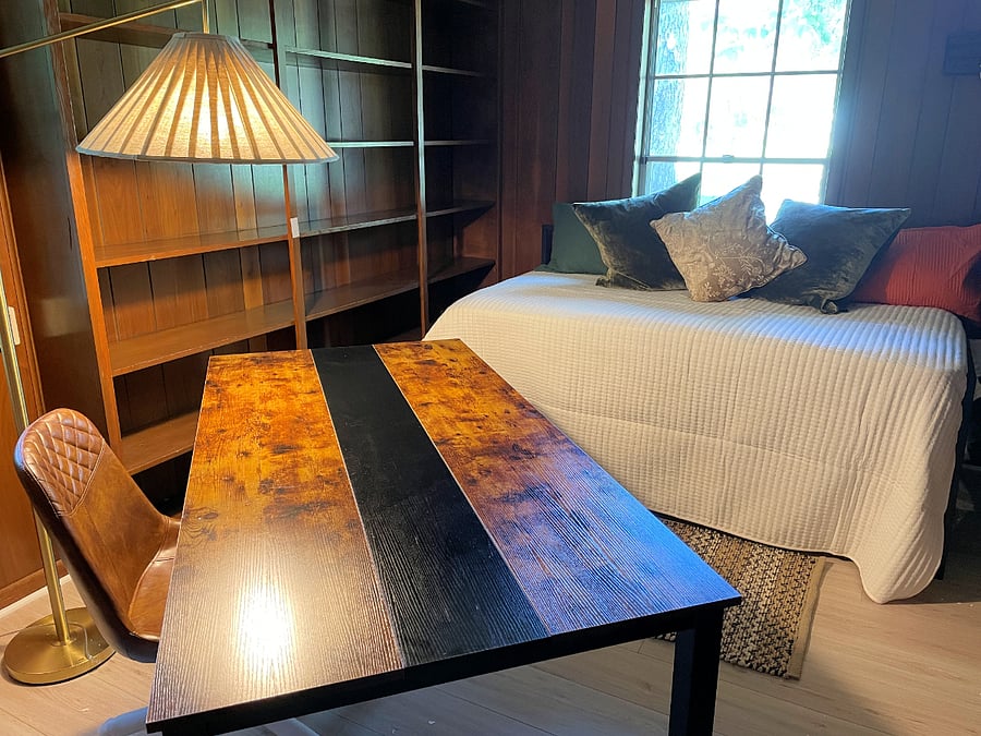Office space with day bed that sleeps two on full-sized twin mattresses