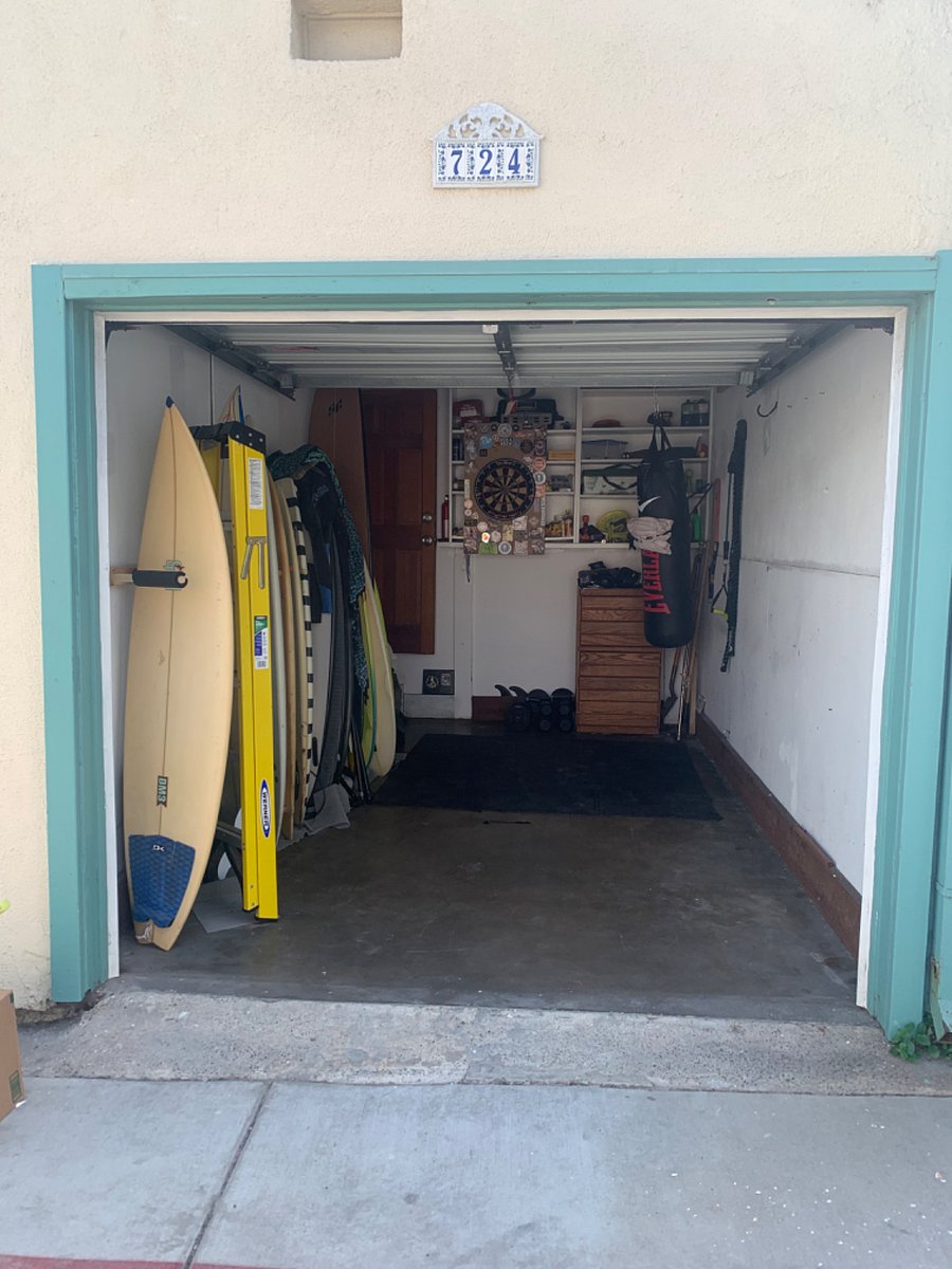 Garage will fit smaller car.