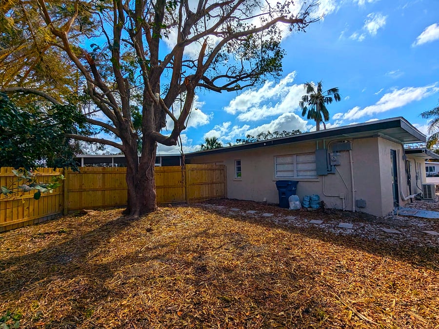 Fenced backyard