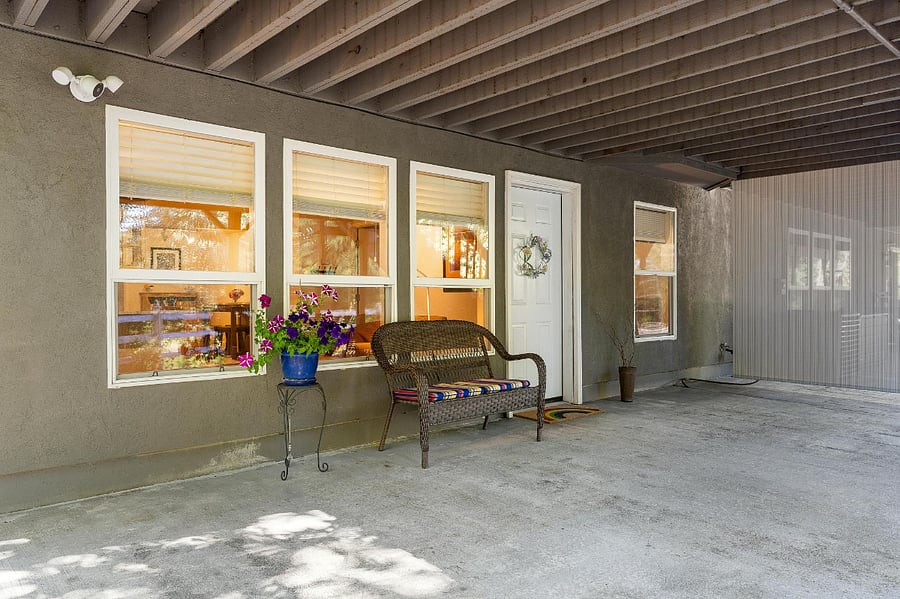 This is your entrance. A privacy screen separates your part of the "yard" and home from the main house. This side is yours.