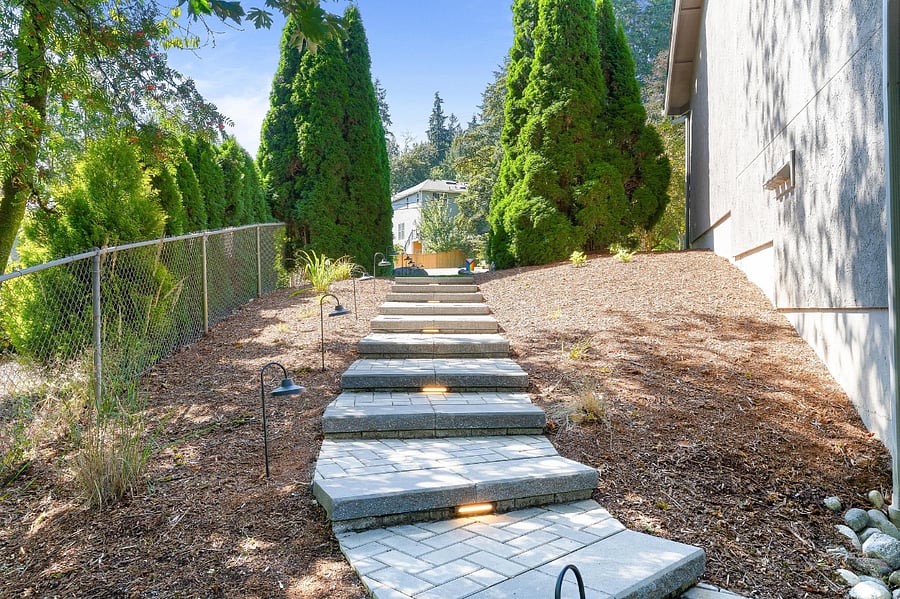 There are no windows in the main house on this side, so your pathway is completely private.