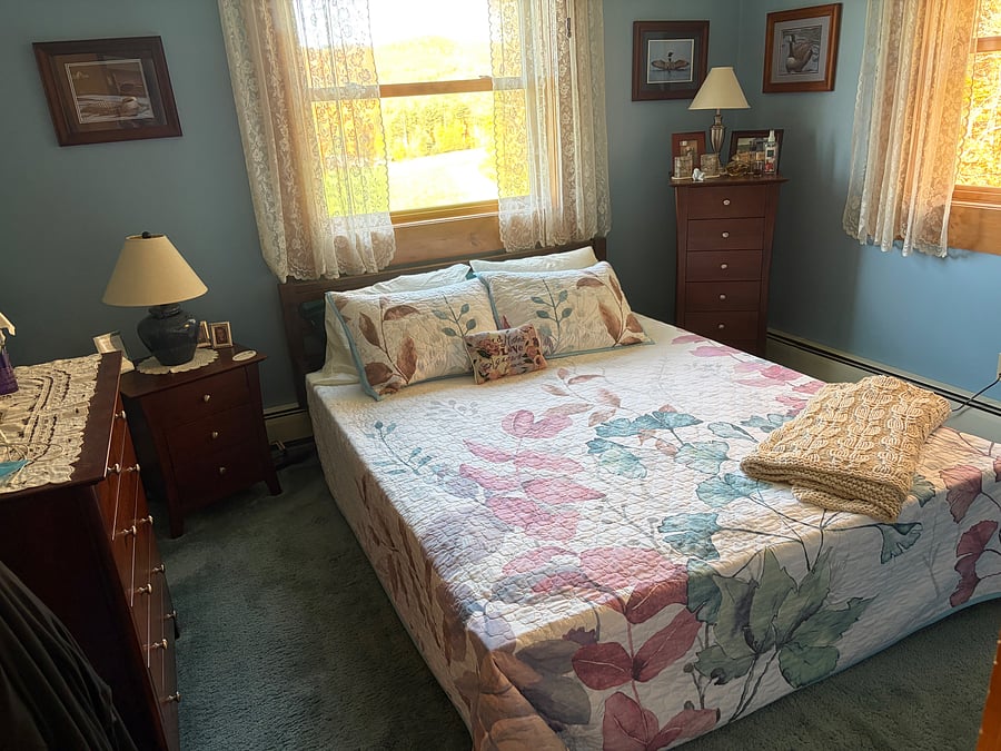 Second level queen bedroom with water bed