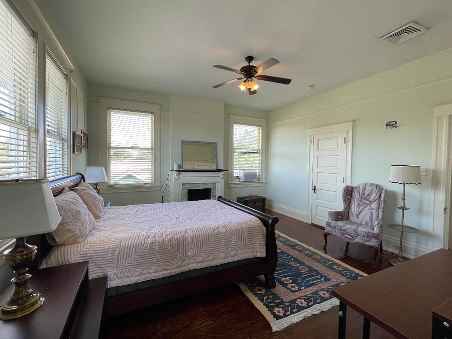 Main bedroom showing bathroom door