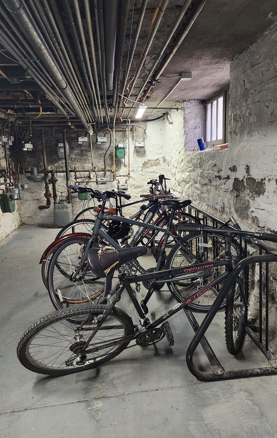 Bike storage in basement.