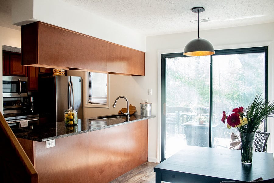 Kitchen with full size appliances.