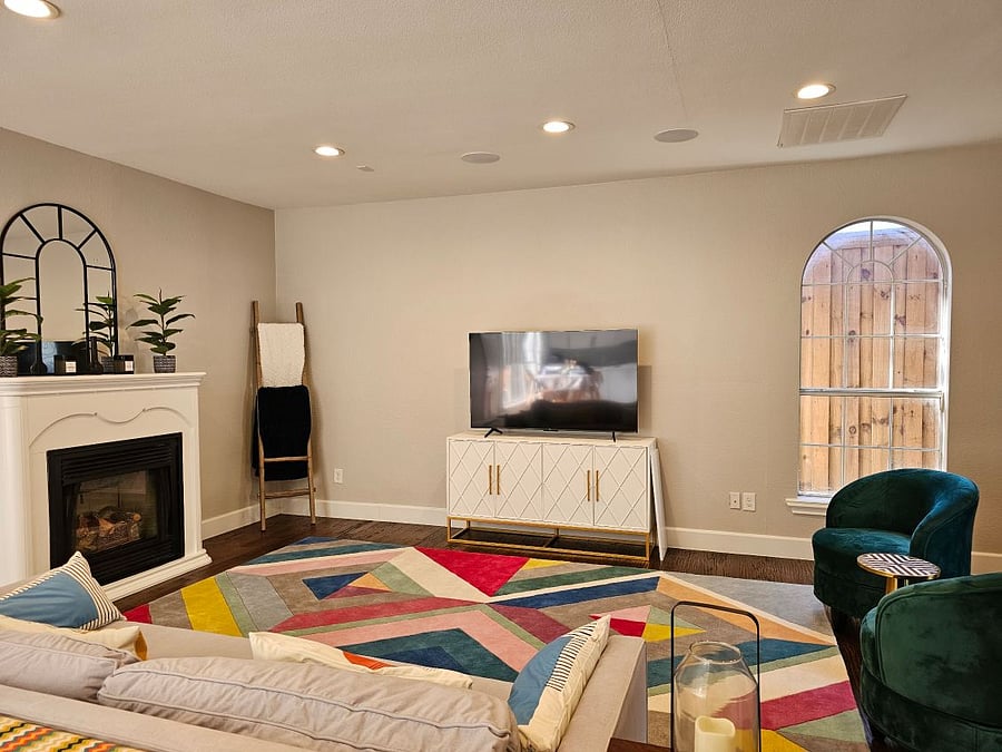 Living Room w/Fireplace and Fire TV