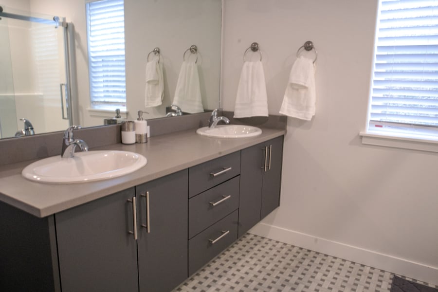 Double sinks with ample storage underneath