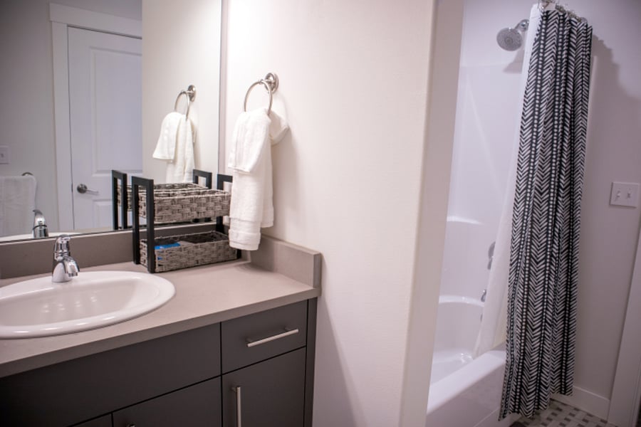 Single sink and shower/tub combo