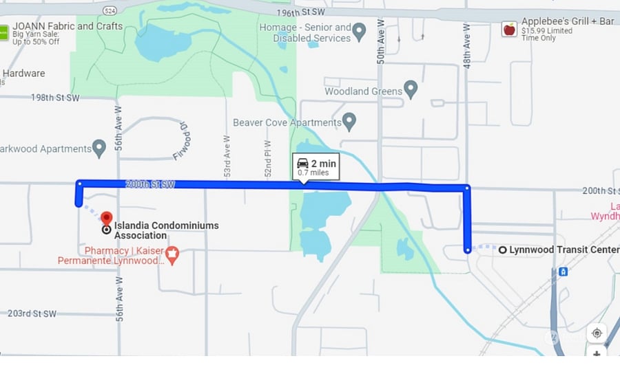7 minutes from Lynnwood Transit Center