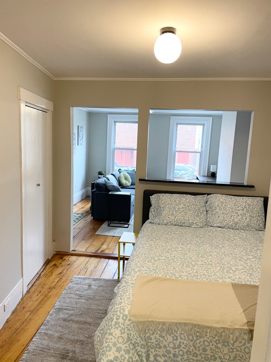 View of bedroom and living room