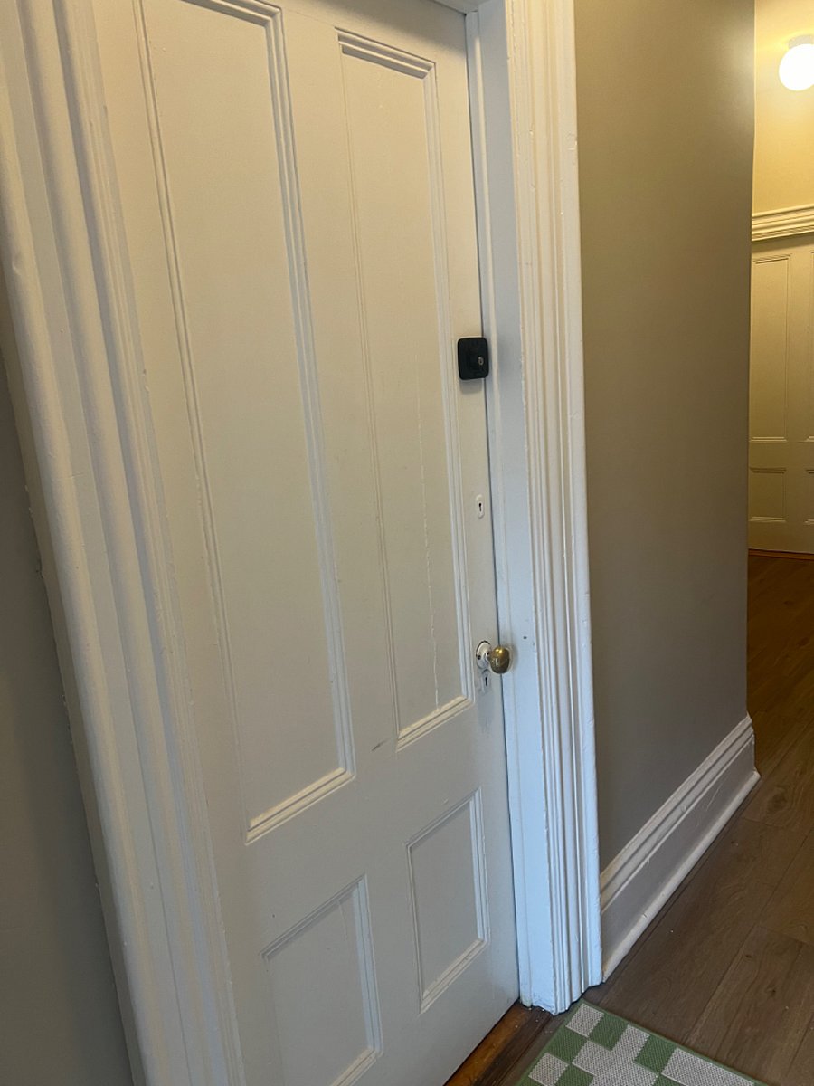 Entry to apartment, with smart lock deadbolt