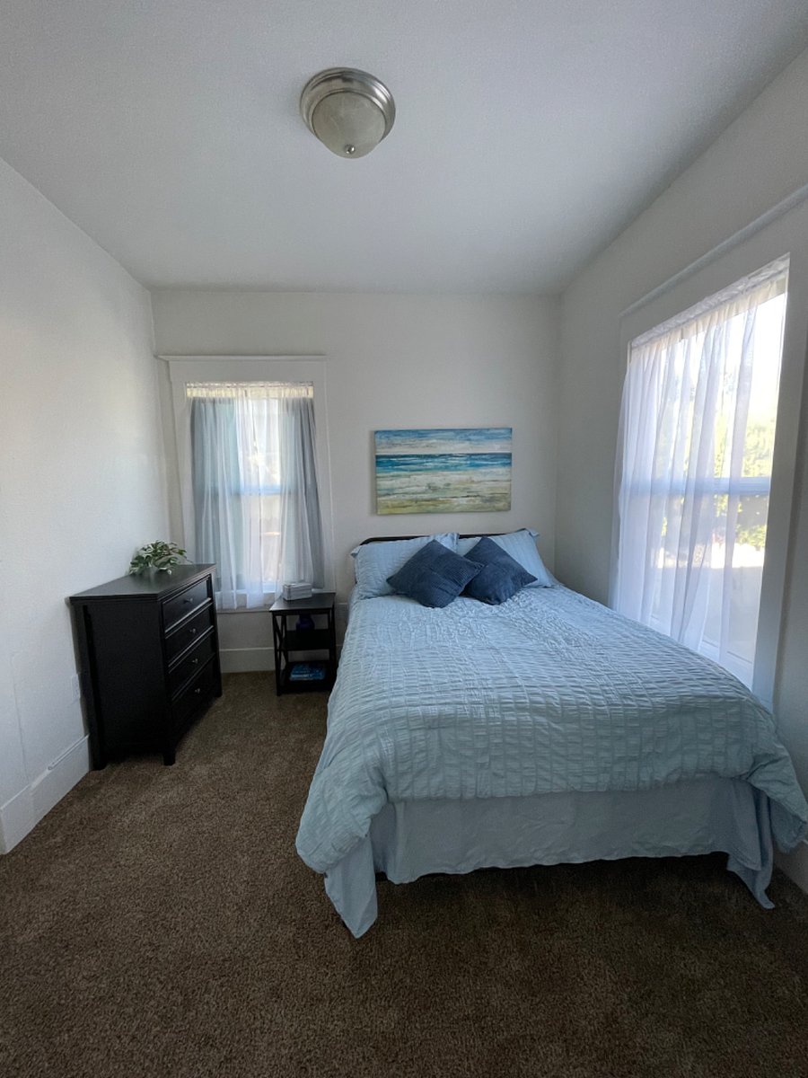 Full size bed, dresser and closet