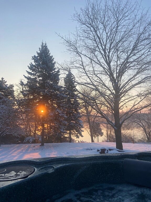 Sunrise from the hot tub