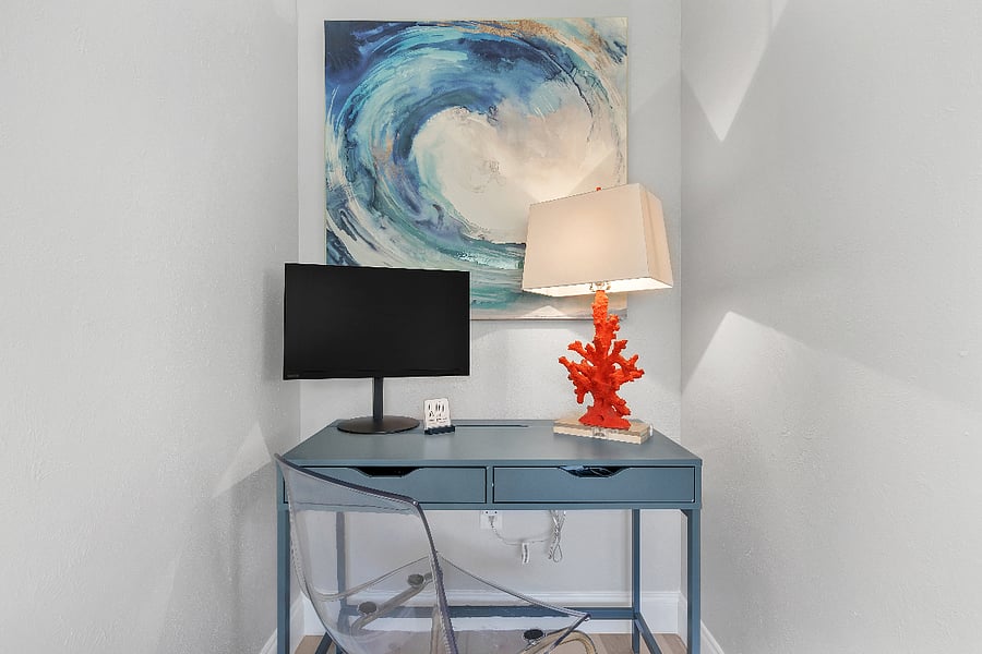 Work area with extra monitor.
