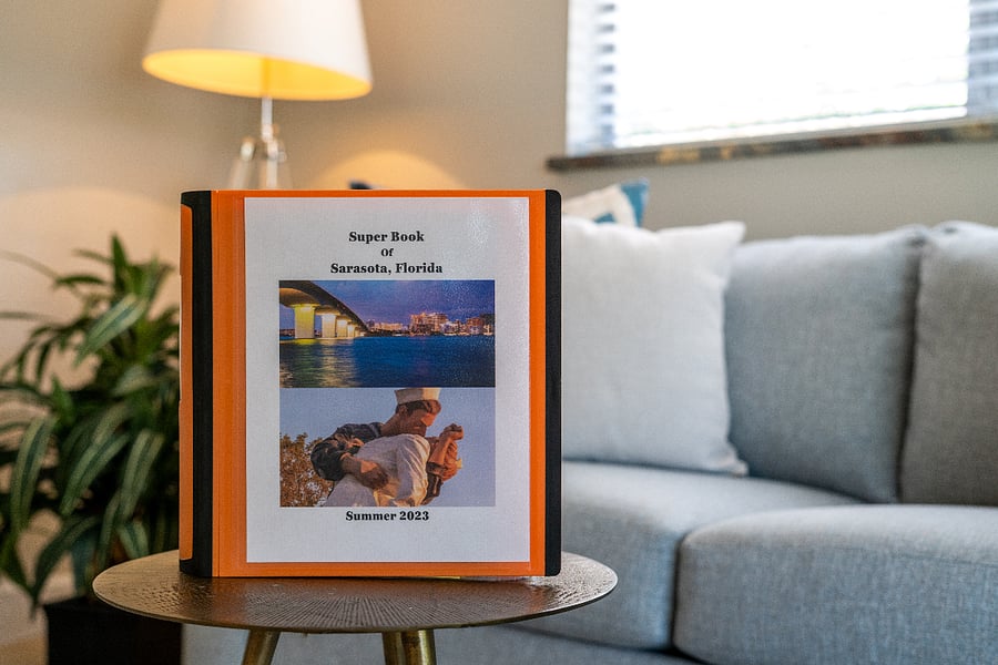 Super Book of Sarasota with suggestions of things to do and restaurant suggestion for use during your down time.