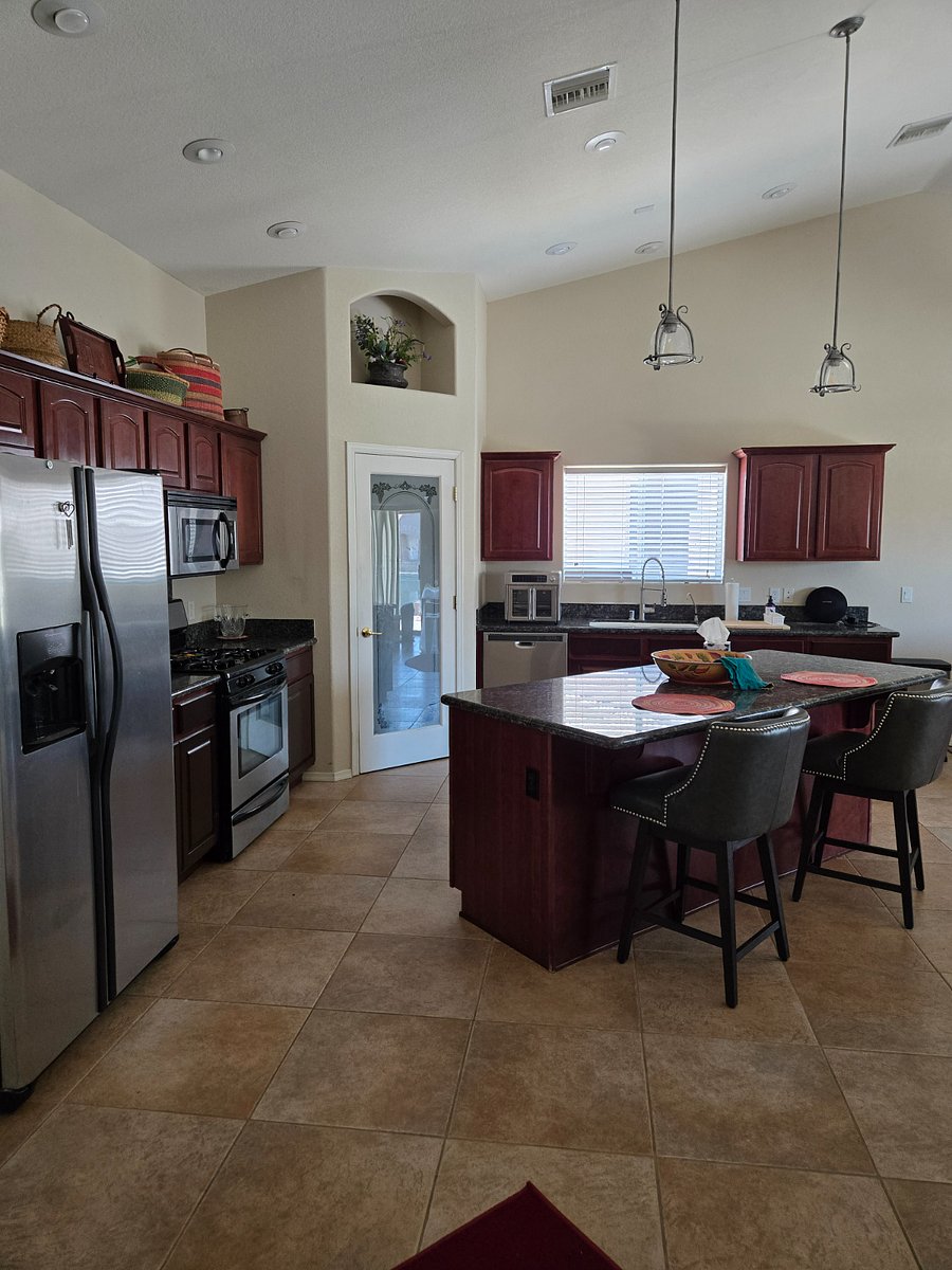 Open concept kitchen and island