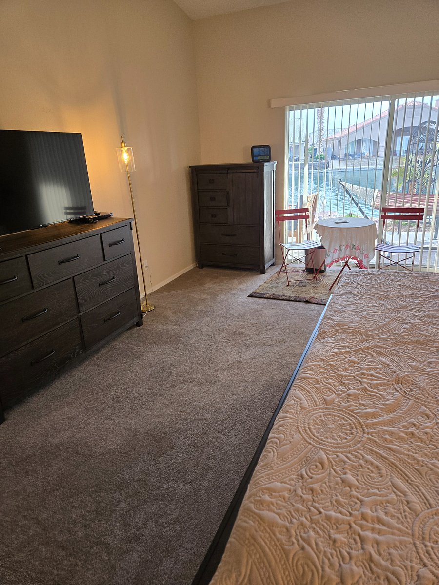 Master bedroom dresser with lake view