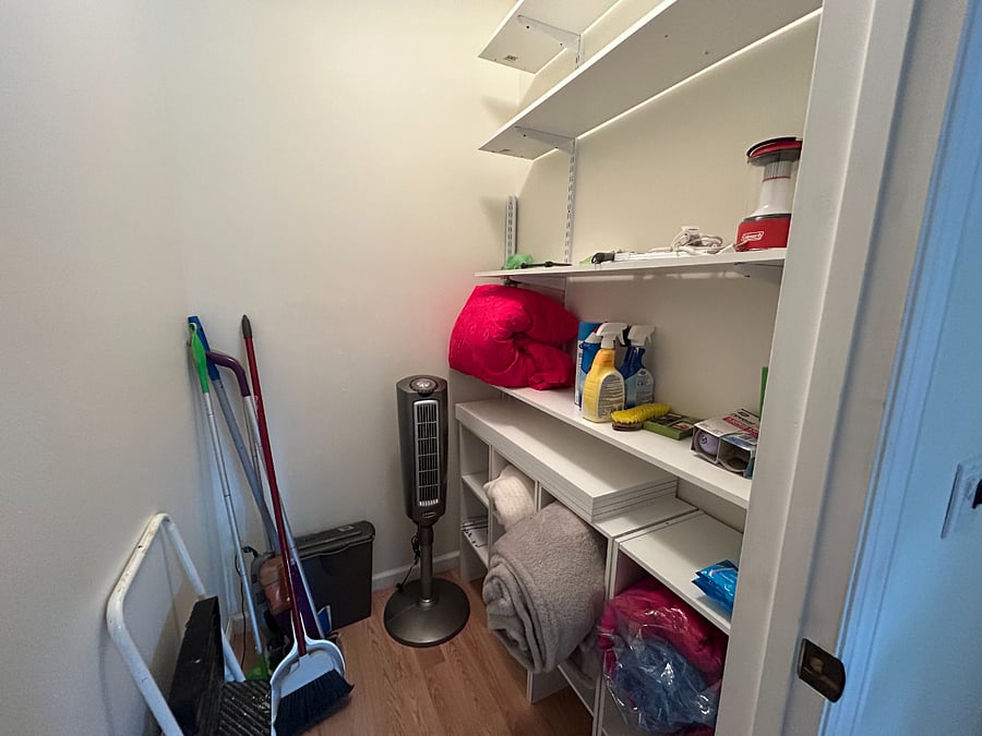 Closet for storage and cleaning supplies as well as a fire extinguisher.
