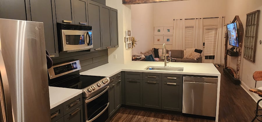 Open kitchen and living room area