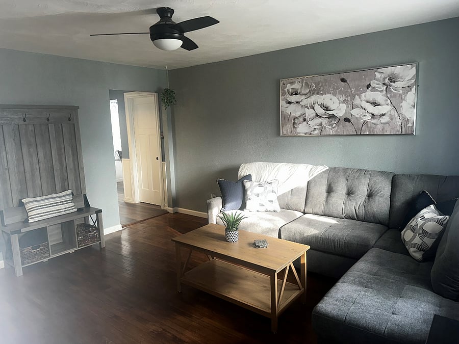 Living room facing the kitchen