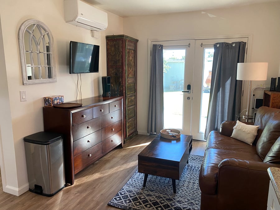 Mini split A/C, storage and tv. 