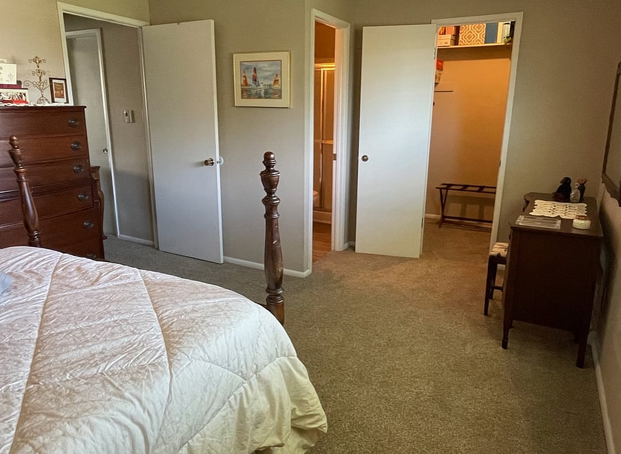 Bathroom on the left and walk in closet on right for 2nd bedroom.