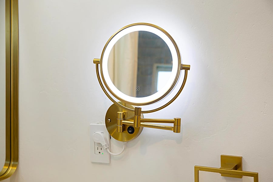 Lighted Makeup Vanity Mirror with 3 Color Dimmable Lights, Super Large 1X/10X Magnifying Double Sided LED