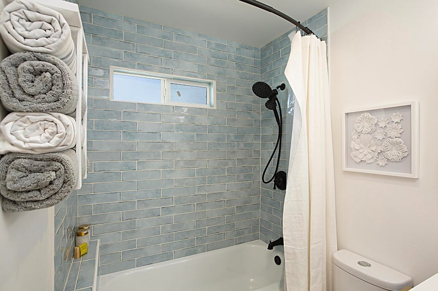 Enjoy a full size soaking tub with dual shower head, hand held and stationary. Soak in this beautiful bathroom. 