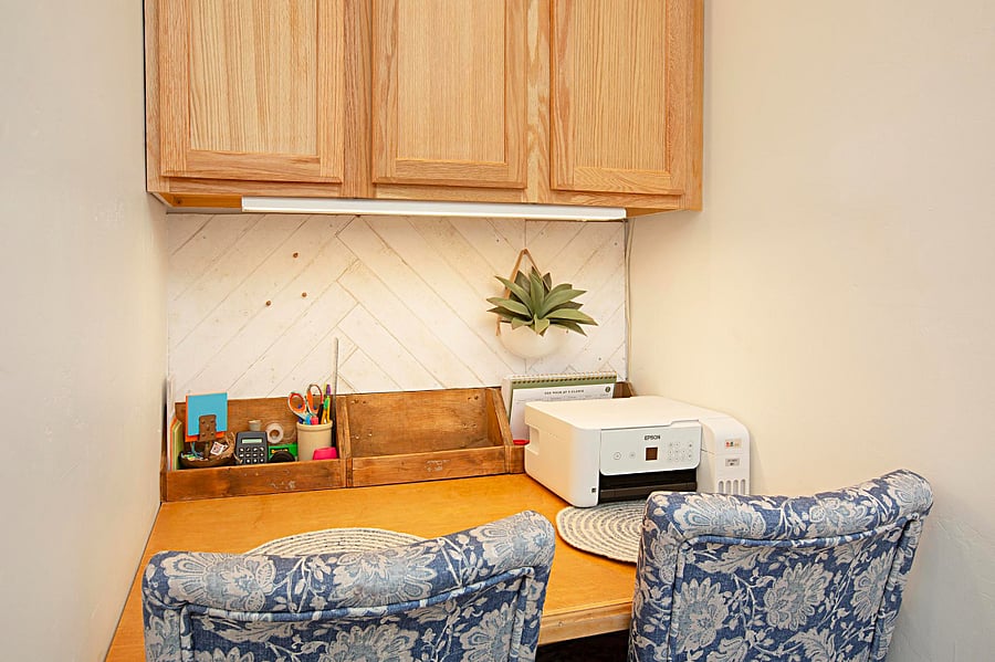 A wireless printer is available for your convenience, complete with starter ink and paper to get you started.