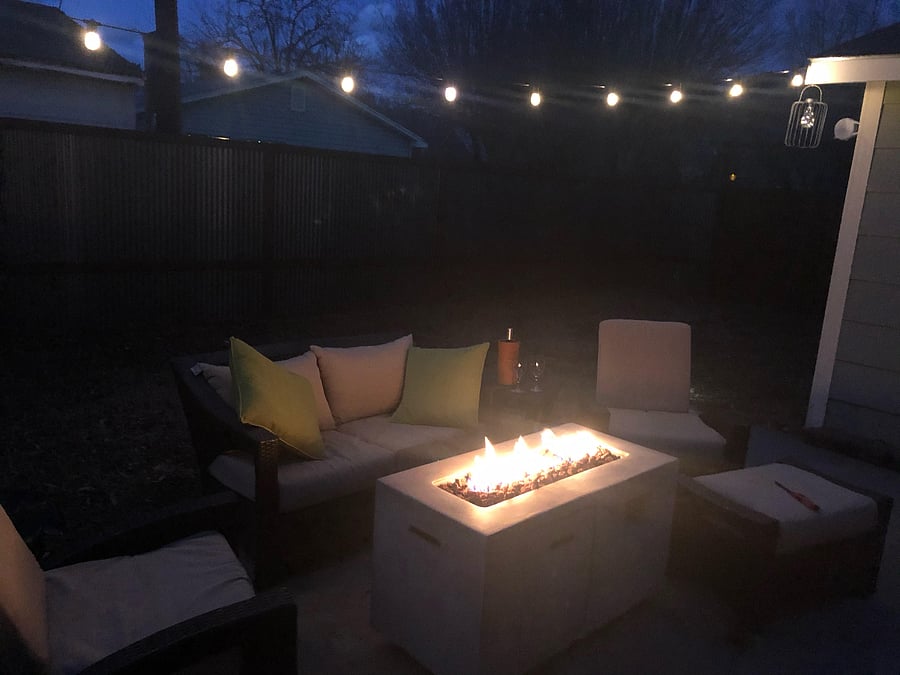 Private back yard with fire pit