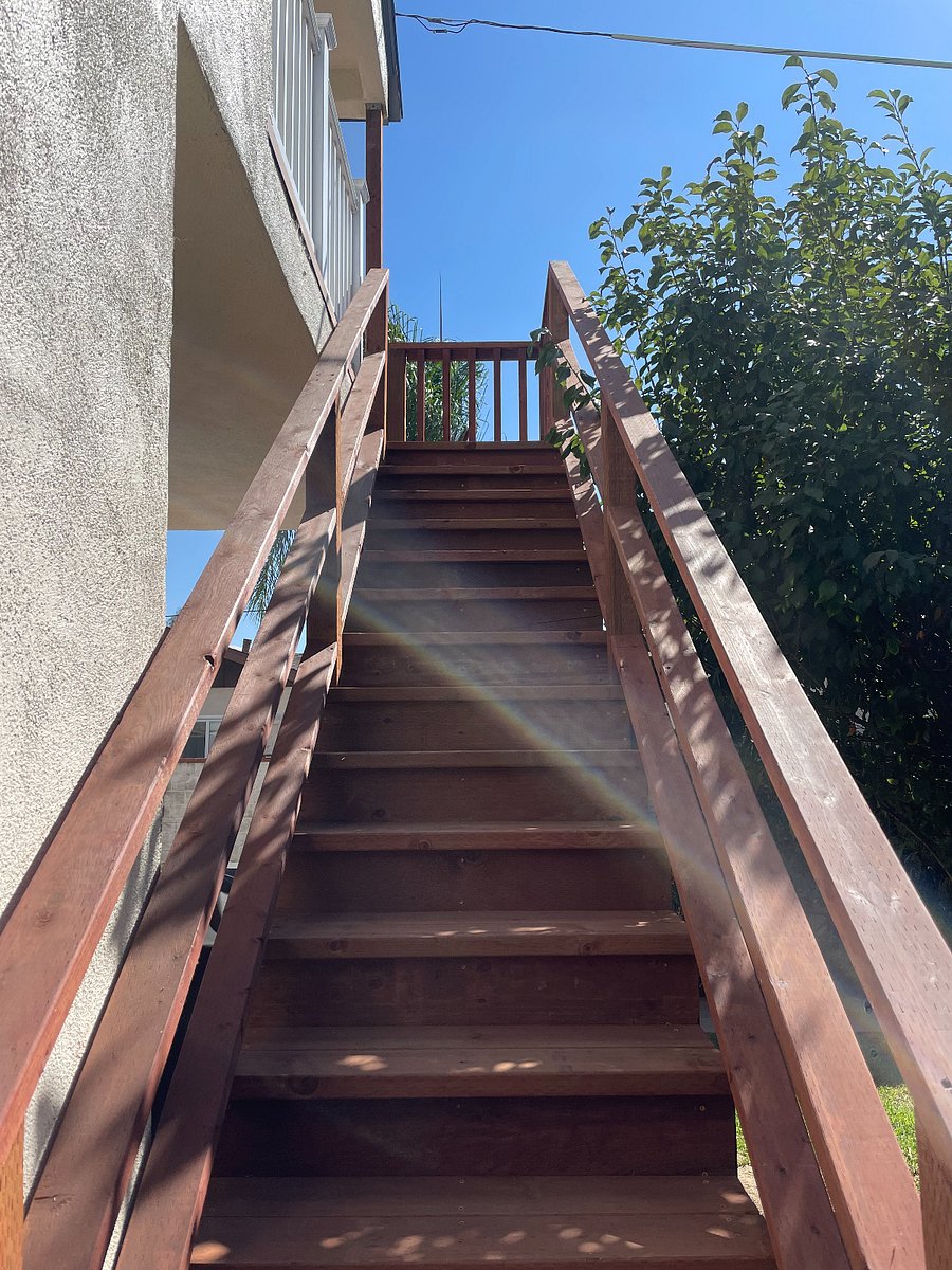 Private stairs that lead to patio entrance.