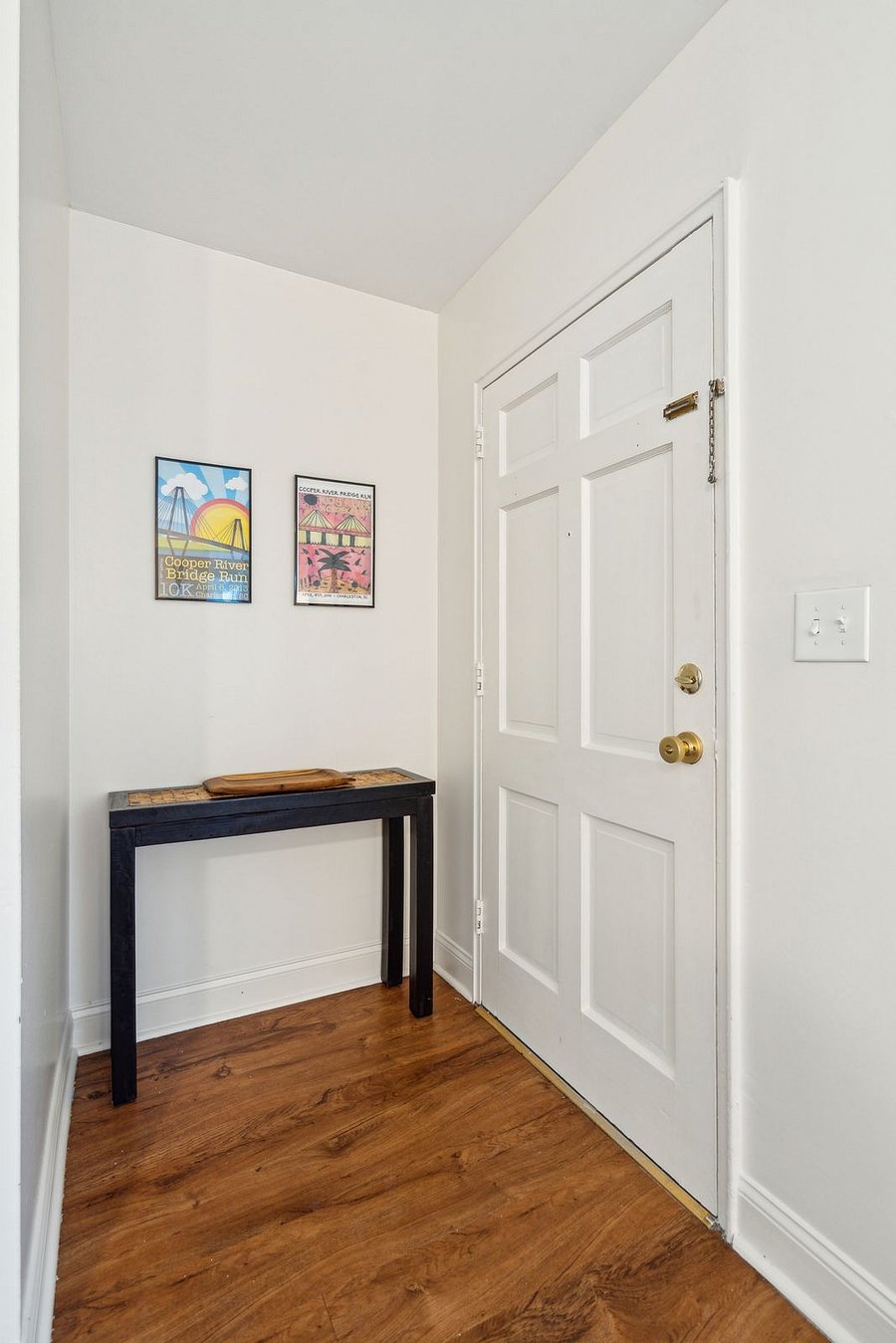 Front door entry way that leads right into the living room.