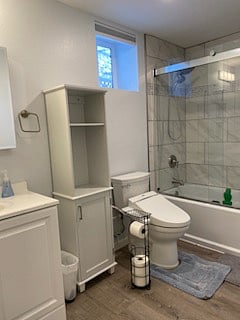 Bathroom with tub/shower.