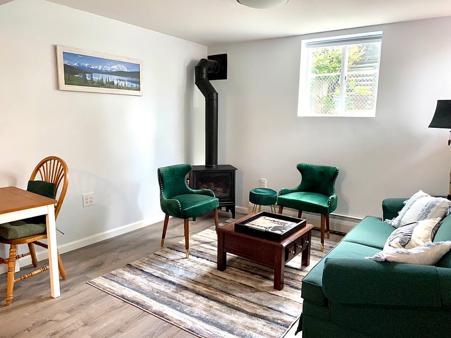 Lower level sitting area with smart TV