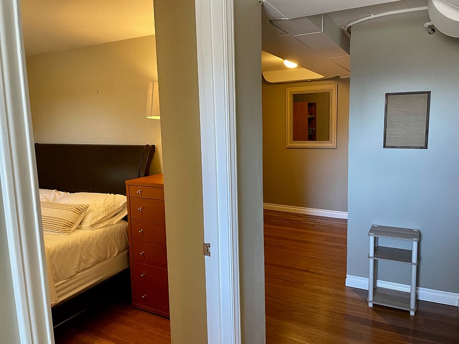 Bedroom is to your left after entering the unit