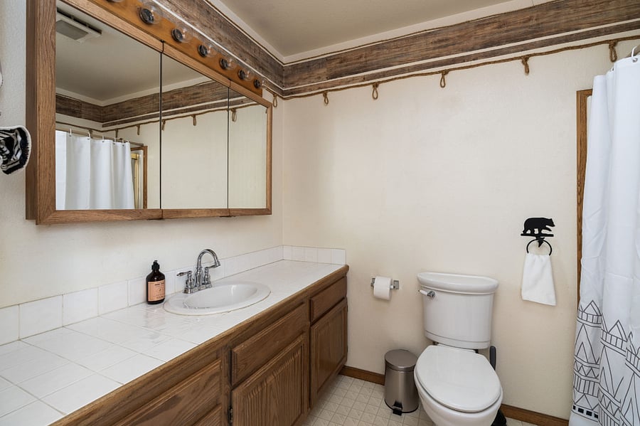Fully-stocked and clean bathroom ready for your arrival.