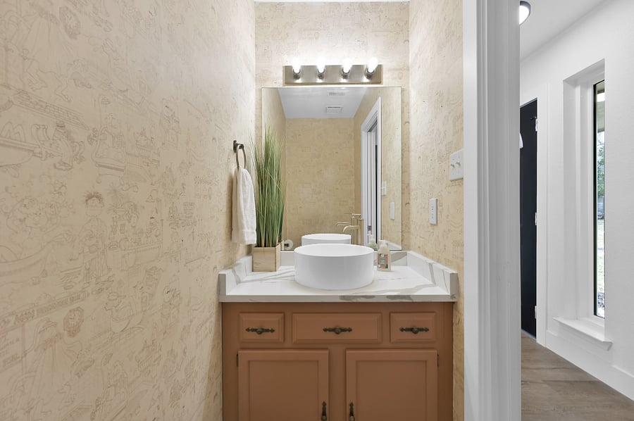 A half bathroom on the first floor is very important to keep your private bathrooms feeling private.