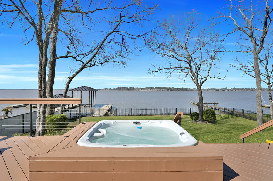 The hot tub is the perfect place to watch the sunset.